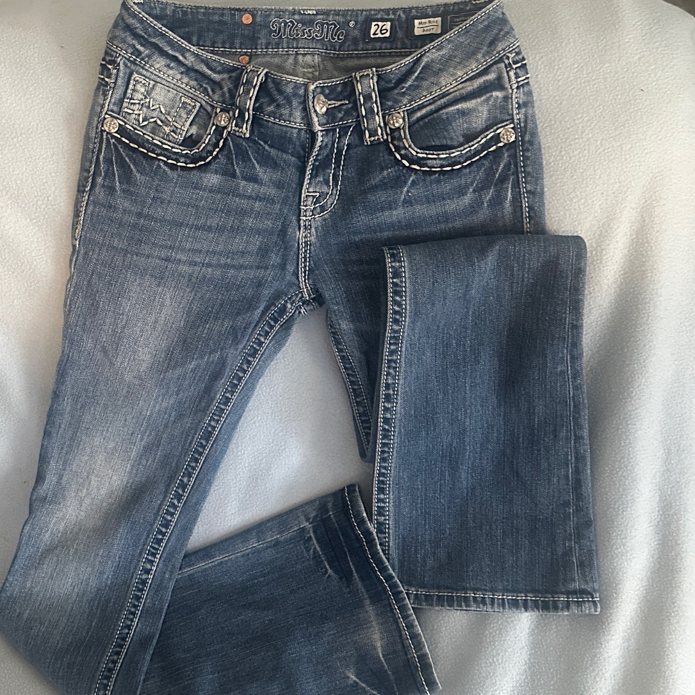 Miss Me Women's Boot Cut Jeans - Distressed Blue